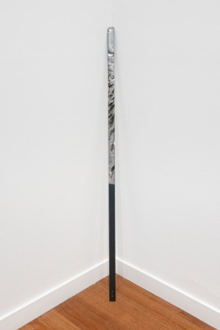 Marley Dawson Ground, 2024; mild steel showing grind marks from producing spark float; 135 x 3 x 0.5 cm; more info; enquire