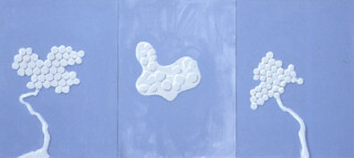 Tony Clark Landscape Relief, 1993; acrylic on canvasboard; 60.9 x 137.1 cm; 3 panels; enquire