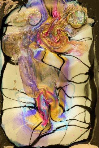 Dale Frank Portrait of Suhanya Raffel, 2022; Colour pigments in Epoxyglass, Epoxyglass on Perspex; 150 x 100 cm; more info; enquire