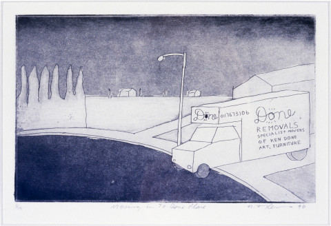 Noel McKenna Moving In, Done Place, 1996; etching; 12.8 x 20.4 cm; enquire