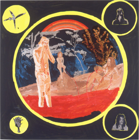 Geoff Lowe Tears, 1995; synthetic polymer paint and silver leaf on linen on wood; 90 x 90 cm; enquire