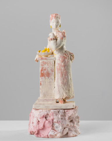 Linda Marrinon Woman with fan, 2020; terracotta; 36 x 16 x 16 cm; more info; enquire