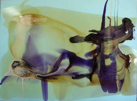 Dale Frank Remember Fortune Cookie Road 5. It only takes one man’s sperm, in one night, to be able to re-populate the entire world once over in his own image., 2004; varnish on acrylic on canvas; 200 x 260 cm; enquire