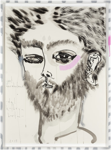 Del Kathryn Barton just overwhelmed, 2017; ink and acrylic on hot press paper; 80.5 x 60.5 cm; enquire