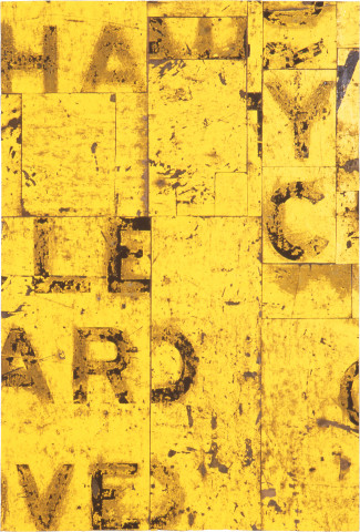 Rosalie Gascoigne Pentimento, 1997; retro reflective roadsign on wood; 98 x 68 cm; enquire