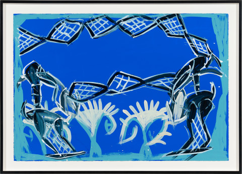 Dhambit Munuŋgurr Djirikitj ga Wärrkarr, 2024; 4637-24; acrylic on paper; 77 x 112.5 cm; enquire