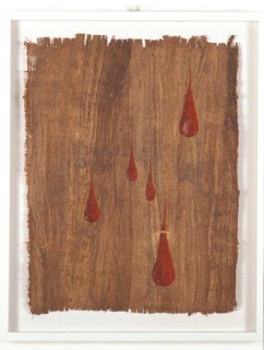 Nell Being, Singing, Knocking, Dripping, Welcoming, 2003; gouche & watercolour on bark; enquire