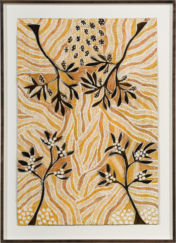 Yalmakany Marawili Burukpili ga Ḻuŋiny, 2023; 7392-23; earth pigment on paper; 91 x 66 cm; more info; enquire