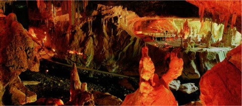 Anne Zahalka Goldminer's Dance Floor, Abercrombie Caves, New South Wales, 2004; type C photograph; 115 x 260 cm; Edition of 6; enquire