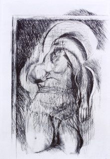 Heather Dorrough Kneeling Torso, 1985; charcoal on paper; 211 x 142 cm; enquire
