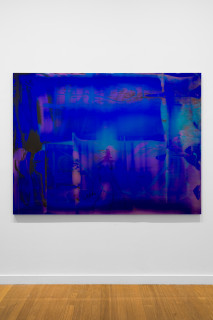 installation view; Dale Frank His loneliness suffocated the space around him, but his anger towards himself provided him with just enough of the air he needed to share, 2025; colour powder pigments in Epoxyglass, Epoxyglass, on perspex; 150 x 200 cm; enquire