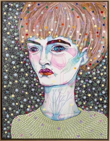 Del Kathryn Barton to hold 3, 2013; synthetic polymer paint and gouache on polyester canvas; 82 x 62 cm; enquire