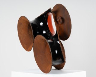 James Angus Afterburner, 2025; steel, enamel paint; 97 x 99 x 46 cm; enquire