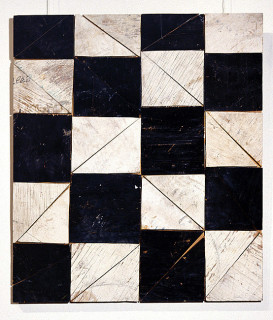 Rosalie Gascoigne Strictly Ballroom, 1996; sawn wood on wood; 82 x 71 cm; enquire