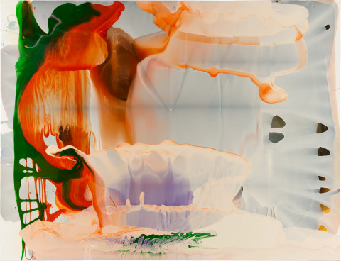 Dale Frank A one point two five liter bottle is to too tall to finish off in a sedan, you need a four wheel drive with that extra roof height to lift the bottle, 2009; varnish on canvas; 200 x 260 cm; enquire