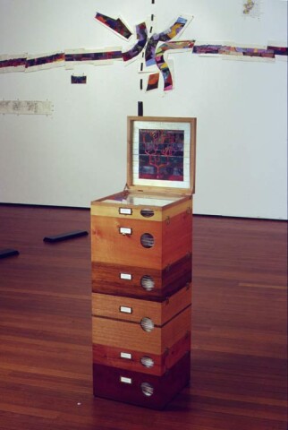 John Wolseley Herbarium for The end of the Millennium Waratah Proteacae, 1996; cabinet in different Australian woods (made by Linda Fredheim, Furniture Design, Hobart) enclosing drawings, watercolours on paper; enquire