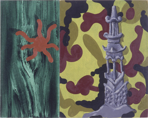 Tony Clark Chinoiserie Landscape, 1987; oil on three canvasboards; 40.5 x 50.7 cm; enquire