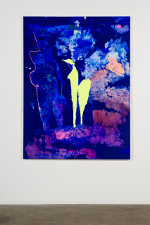 installation view; Tom Polo and afterwards, a night sky, 2026; acrylic, gouache and Flashe on polycotton; 182 x 138 cm; enquire