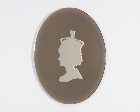Octavia Cook Her Majesty, 2007; sandblasted mirror, wood; enquire