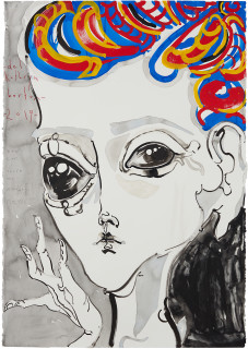 Del Kathryn Barton now can i share my wonderful news with you..., 2019; acrylic on paper; 164 x 117.5 cm; Enquire