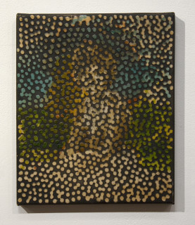 Daniel Boyd Untitled (EW), 2012; oil, pencil and archival glue on polyester; 30.5 x 25 cm; enquire