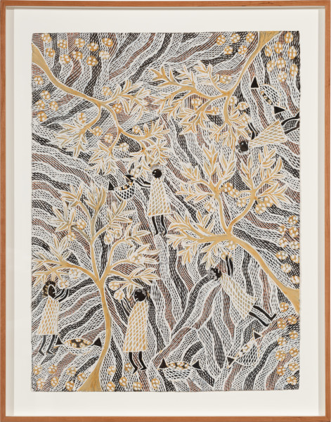 Yalmakany Marawili Burukpili, 2025; 357-25; earth pigment on paper; 88.5 x 69.5 cm; enquire