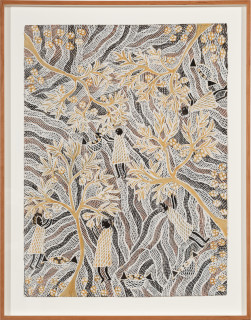 Yalmakany Marawili Burukpili, 2025; 357-25; earth pigment on paper; 88.5 x 69.5 cm; enquire