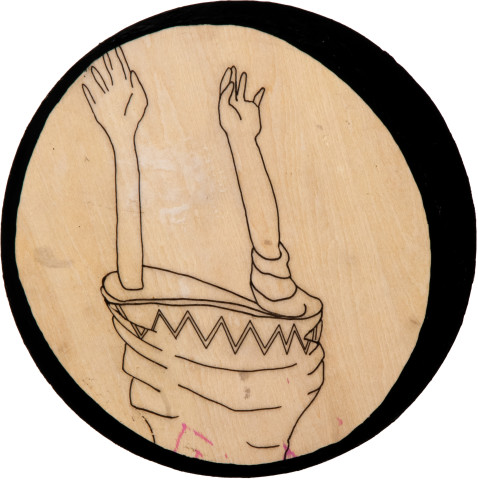Hossein Ghaemi Indicate an attitide, 2009; drawing and pomegranate juice on wood; 20 x 20 cm; enquire