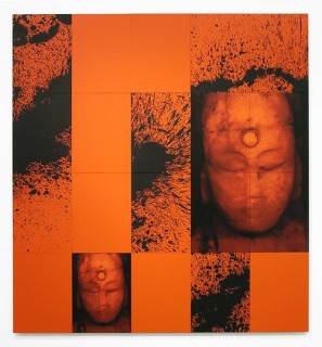 Lindy Lee Nurturing the Fire, 2006; acrylic and wax on boards, archival inks on pure cotton photorag; 20 panels, 162cm x 150cm; enquire