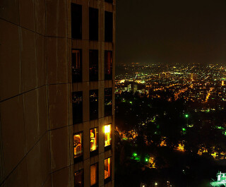 Anne Zahalka Room 3905 view to Fitzroy Gardens, Hotel Suite, 2008; Type C print; 75 x 92.5 cm; enquire