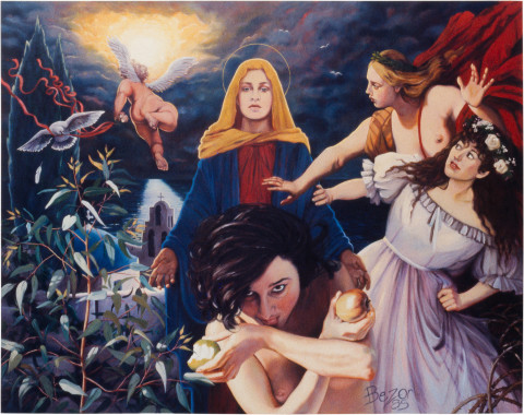 Annette Bezor Greek Girl Eating Apples, 1985; oil on canvas; 153 x 183 cm; enquire