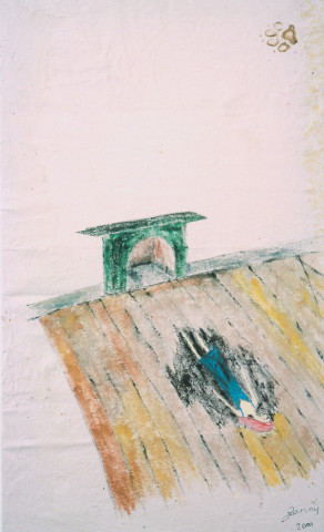 Jenny Watson A Girl from under the floor boards, 2001; oil on cotton, acrylic on canvas; 137 x 76.5 cm, 25 x 20 cm; enquire