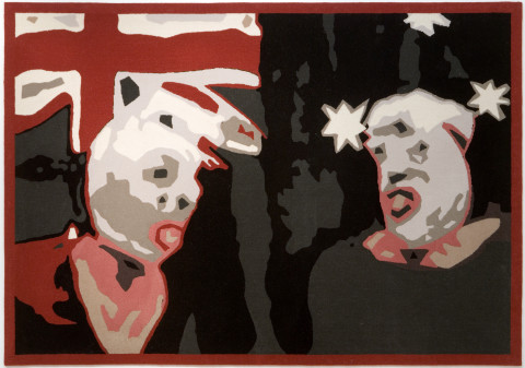 Destiny Deacon Fence sitters - carpet (B), 2007; Wool carpet; 170 x 240 cm; Edition of 5 + 1 AP; enquire