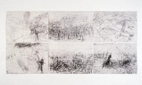 Mike Parr Solar Winds, 1989; 6 drypoints on 350gsm Hahnemule rag paper; enquire