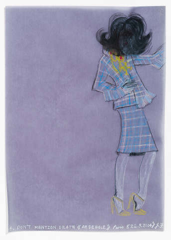 Jacqueline Fraser DON'T MENTION DEATH >, 2004; aquarelle on French calque paper; 30 x 21 cm; enquire