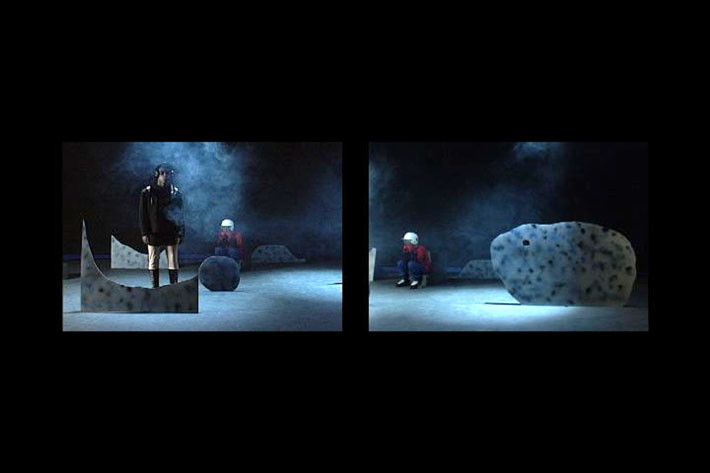 installation view; TV Moore Across the Universe, 2005; television/SP/dvd format; 2 channel installation; Edition of 5 + AP 2; enquire