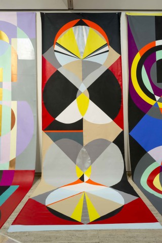 Mikala Dwyer Backdrop for Rounders, 2016; acrylic on canvas; 600 x 220 cm; enquire