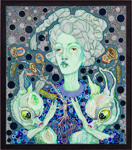 Del Kathryn Barton to cool my core, 2025; acrylic and oil on French linen; 173 x 153 x 8 cm; enquire