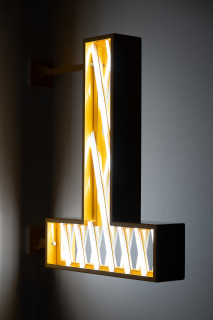 Callum Morton City Lights #6, 2026; steel, powder coating, lights; 94.5 x 84 x 15 cm; enquire