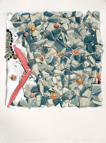 Rohan Wealleans Storing eyes for winter, 2009; Paint on paper; 40 x 32.5 x 5.5 cm; Paper size: 30 x 23cm; enquire