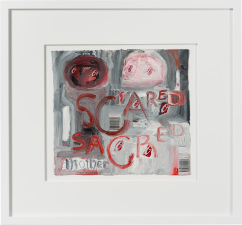 Fiona Hall scared sacred, 2020; oil paint on aluminium drink cans; 54 x 58 cm; enquire