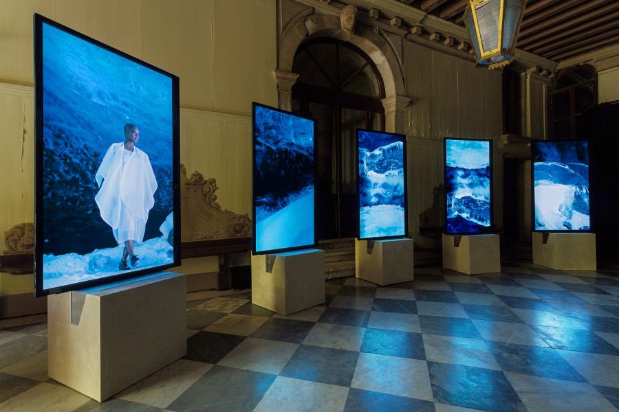 Isaac Julien; Installation View of Stones Against Diamonds (Ice Cave) at the Palazzo Malipiero-Barnabò, Venice, 2015; Photo: Mark Blower