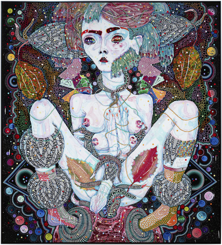 Del Kathryn Barton you will like me, 2016; acrylic on linen; 203 x 183 cm; (framed); enquire