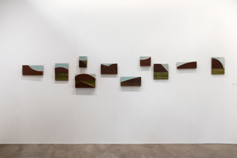 Rosalie Gascoigne Skylark, 1994-95; sawn wood on wood; 64 x 418 cm; 10 panels; enquire