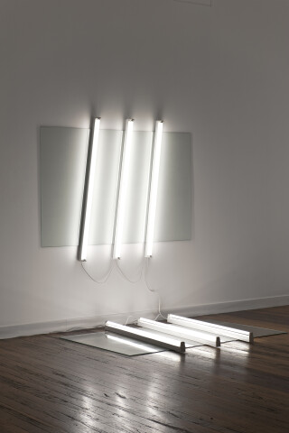 Bill Culbert Light holding pane and pane flat, 2009; glass, fluorescent lights; two parts, each: 150 x 193 x 10; enquire