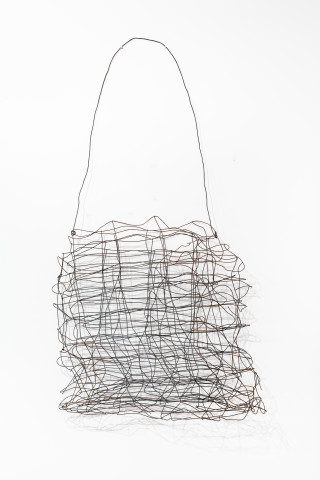 Lorraine Connelly-Northey Narrbong, 2019; CONNL - 0027; burnt mesh fencing wire; 244 x 120 x 25 cm; Enquire