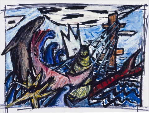Jan Murray Against the Tide, 1983; oil pastel; 27 x 29 cm; enquire