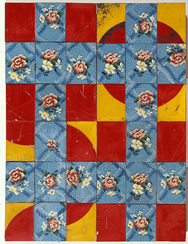 Rosalie Gascoigne Bright and Beautifull, 1990-91; retro-reflective roadsign and cut linoleum on plywood; 83.1 x 63.2 cm; enquire