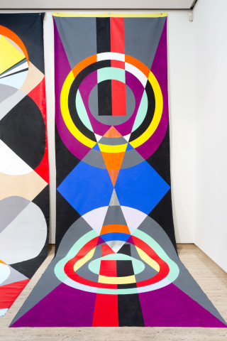 Mikala Dwyer Backdrop for Base Matter, 2016; acrylic on canvas; 600 x 220 cm; enquire