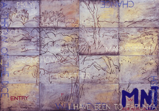 Imants Tillers Nature Speaks: FW, 2017; from the series Sung into Being; acrylic, gouache on 16 canvas boards, no. 102557 - 102572; 100 x 141 cm; enquire